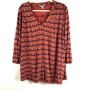 Lucky Brand Knit Top Long Sleeved V Neck 3/4 Sleev